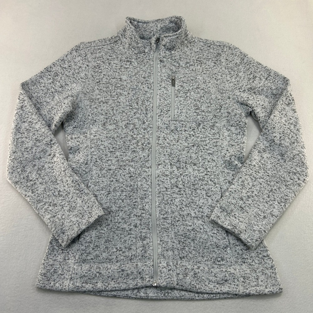 Calvin Klein Performance Womens Grey Marled Full Zip Fleece Sweater Jacket Small